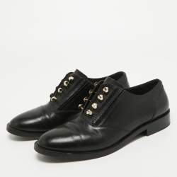 Pre Owned Balenciaga Black Leather Slip On Oxfords Size 39.5