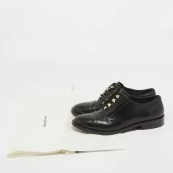 Pre Owned Balenciaga Black Leather Slip On Oxfords Size 39.5