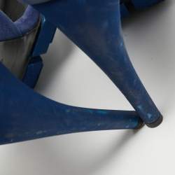 Balenciaga Blue Pleated Suede Platform D'orsay Sandals Size 38