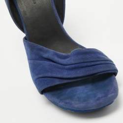 Balenciaga Blue Pleated Suede Platform D'orsay Sandals Size 38