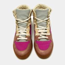 Balenciaga Multicolor Leather And Fabric High Top Sneakers Size 37