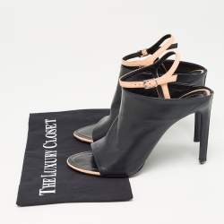 Pre Owned Balenciaga  Black Leather Ankle Strap Sandals Size 38