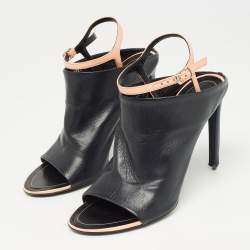 Pre Owned Balenciaga  Black Leather Ankle Strap Sandals Size 38