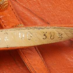 Pre Owned Balenciaga Orange Leather Arena Studded Thong Sandals Size 38.5
