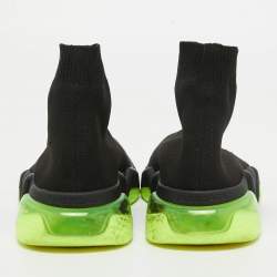 Pre Owned Balenciaga Black Knit Fabric Speed Trainer High Top Sneakers Size 36