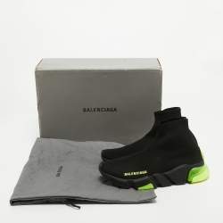 Pre Owned Balenciaga Black Knit Fabric Speed Trainer High Top Sneakers Size 36