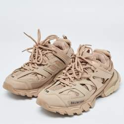 Pre Owned Balenciaga Beige Leather and Mesh Track 2 Sneakers Size 39