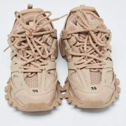 Pre Owned Balenciaga Beige Leather and Mesh Track 2 Sneakers Size 39