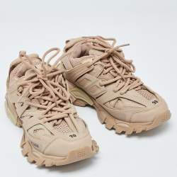 Pre Owned Balenciaga Beige Leather and Mesh Track 2 Sneakers Size 39