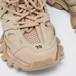 Pre Owned Balenciaga Beige Leather and Mesh Track 2 Sneakers Size 39