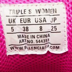 Pre Owned Balenciaga Pink Nubuck Leather and Mesh Triple S Clear Sole Sneakers Size 38