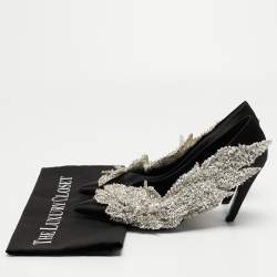 Pre Owned Balenciaga Black Satin Talon Slash Pumps Size 37