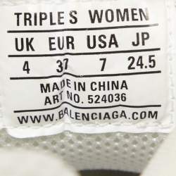 Pre Owned Balenciaga White/Grey Mesh and Leather Triple S Low Top Sneakers Size 37