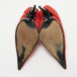 Pre Owned Balenciaga Red Fabric Knife Pointed Toe Pumps Size 37.5