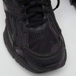 مملوكة مسبقًا Balenciaga Black Mesh And Synthetic Leather Runner Low Top Sneakers Size 38