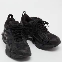 مملوكة مسبقًا Balenciaga Black Mesh And Synthetic Leather Runner Low Top Sneakers Size 38