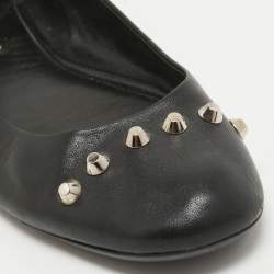 مملوكة مسبقًا Balenciaga Black Leather Studded Ballet Flats Size 40