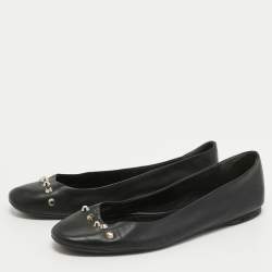 مملوكة مسبقًا Balenciaga Black Leather Studded Ballet Flats Size 40