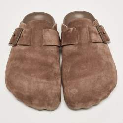 مملوكة مسبقًا Balenciaga Brown Suede Classic Sunday Mules Size 40