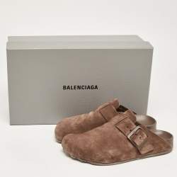 مملوكة مسبقًا Balenciaga Brown Suede Classic Sunday Mules Size 40