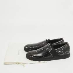 Pre Owned Balenciaga Black Leather Slip On Sneakers Size 40