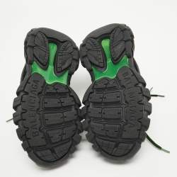 Pre Owned Balenciaga Black/Green Rubber and Mesh Track Sneakers Size 37
