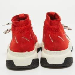 Balenciaga Red Knit Fabric Speed High Top Sneakers Size 36