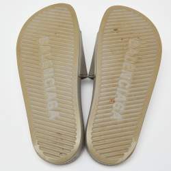 Balenciaga Grey Rubber BB Logo Flat Slides Size 39