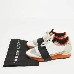 Balenciaga Tricolor Leather and Mesh Race Runner Sneakers Size 37