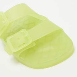 Pre Owned Balenciaga Neon Yellow Jelly Mallorca Slides Size 40