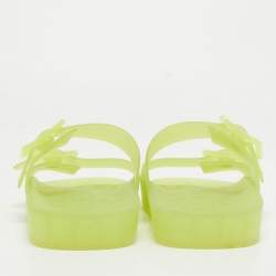 Pre Owned Balenciaga Neon Yellow Jelly Mallorca Slides Size 40