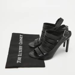 Balenciaga Black Leather Strappy Slingback Sandals Size 39