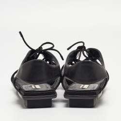 مملوكة مسبقًا Balenciaga Black Leather Toe Ring Flat Sandals Size 40