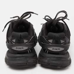 Pre Owned Balenciaga Black Mesh and Faux Leather Track Sneakers Size 38 