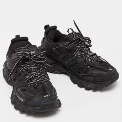Pre Owned Balenciaga Black Mesh and Faux Leather Track Sneakers Size 38 