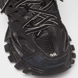 Pre Owned Balenciaga Black Mesh and Faux Leather Track Sneakers Size 38 