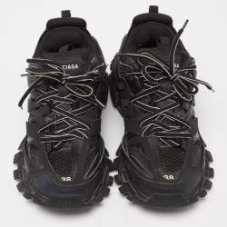 Pre Owned Balenciaga Black Mesh and Faux Leather Track Sneakers Size 38 