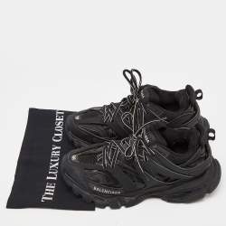 Pre Owned Balenciaga Black Mesh and Faux Leather Track Sneakers Size 38 