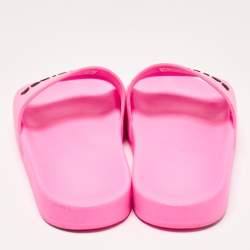 Balenciaga Pink Rubber Open Toe Flats Slides Size 40