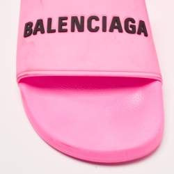 Balenciaga Pink Rubber Open Toe Flats Slides Size 40