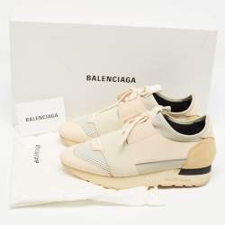 Balenciaga Multicolor Fabric and Leather Race Runner Sneakers Size 37 