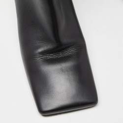 Pre Owned Balenciaga Black Leather Square Toe Ankle Boots Size 37