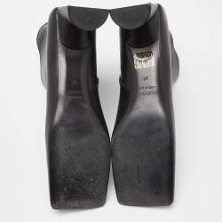 Pre Owned Balenciaga Black Leather Square Toe Ankle Boots Size 37