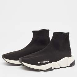 Balenciaga Black Knit Speed Trainer Sneakers Size 37