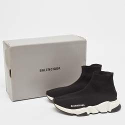 Balenciaga Black Knit Speed Trainer Sneakers Size 37