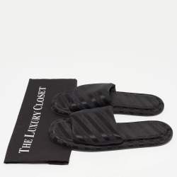 Balenciaga Black Logo Print Fabric Flat Slides Size 38