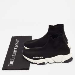 Balenciaga Black Knit Fabric Speed Trainer Sneakers Size 37