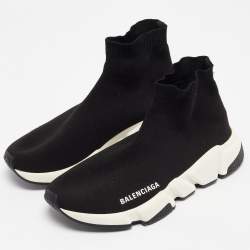 Balenciaga Black Knit Fabric Speed Trainer Sneakers Size 37