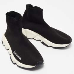 Balenciaga Black Knit Fabric Speed Trainer Sneakers Size 37