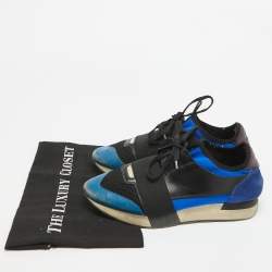 Balenciaga Multicolor Leather and Mesh Race Runner Sneakers Size 39